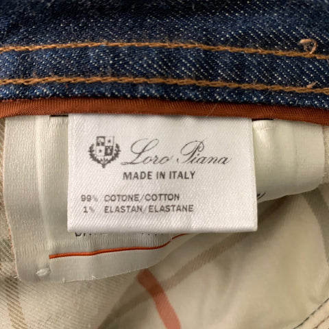 LORO PIANA Size 34 Blue Cotton Blend Slim Cut Casual Pants