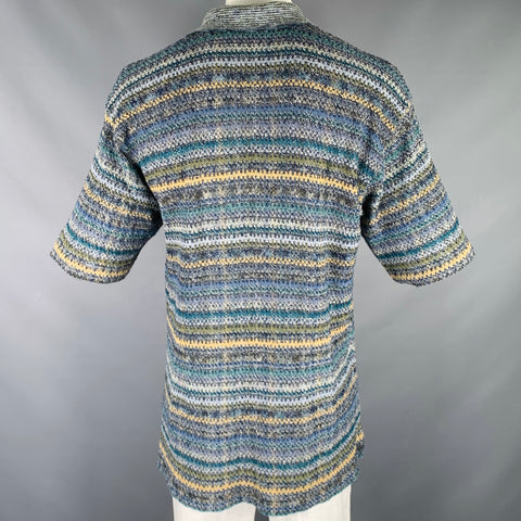 JHANE BARNES Size L Multi Color Stripe Cotton Blend Short Sleeve Polo