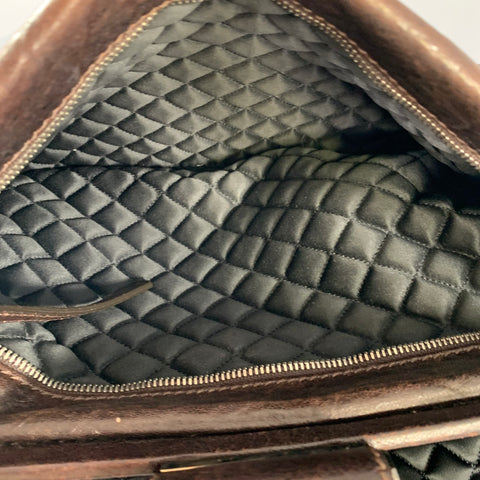 CHANEL Perfect Day FW 2007 Brown Gunmetal Quilted Calfskin Top Handles Handbag