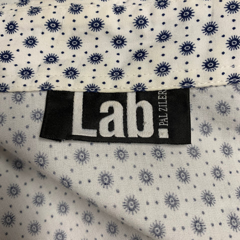 LAB PAL ZILERI Size L White Blue Dots Cotton Long Sleeve Shirt