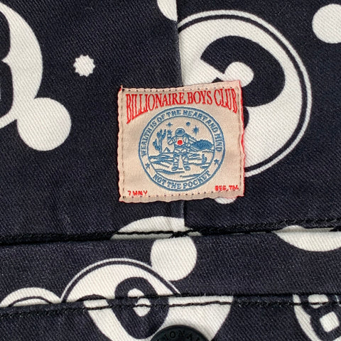 BILLIONAIRE BOYS CLUB Size 34 Black White Circles Numbers Cotton Moleskin Flat Front Casual Pants