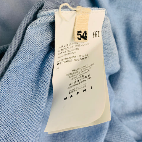 MARNI Size 44 Blue Wool Blend Elbow Patches Cardigan