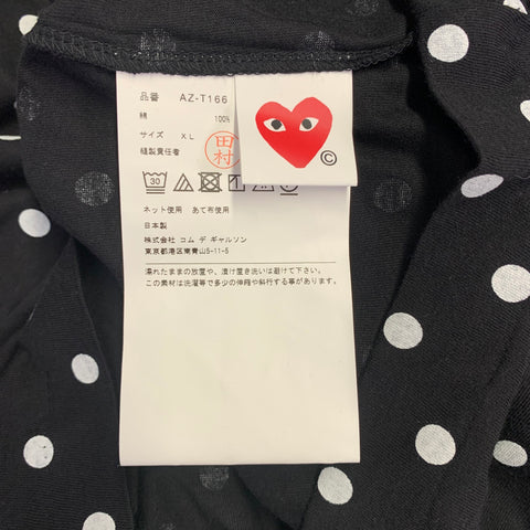 COMME des GARCONS PLAY Size XL Black White Polka Dot Cotton Long Sleeve T-shirt