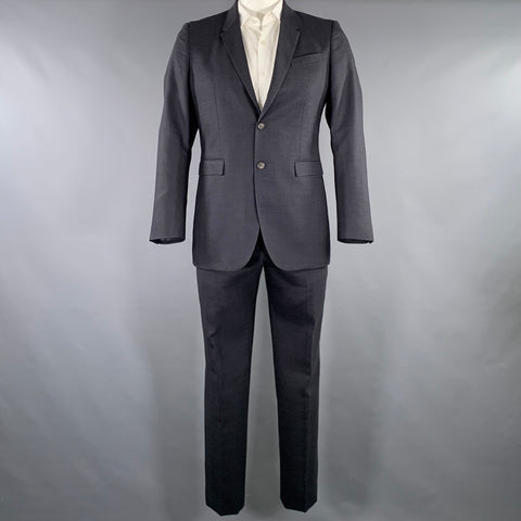 BURBERRY PRORSUM Size 42 Black Charcoal Stripe Virgin Wool Suit