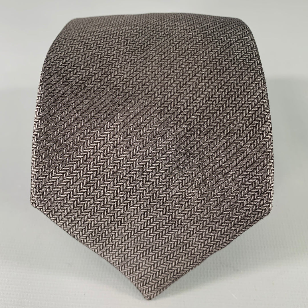 VALENTINO Black Herringbone Silk Tie