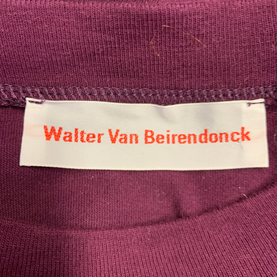 WALTER VAN BEIRENDONCK Size S Purple Embroidery Cotton T-shirt