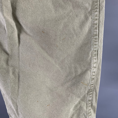 VISVIM Size L Green Distressed Cotton Button Fly Shorts