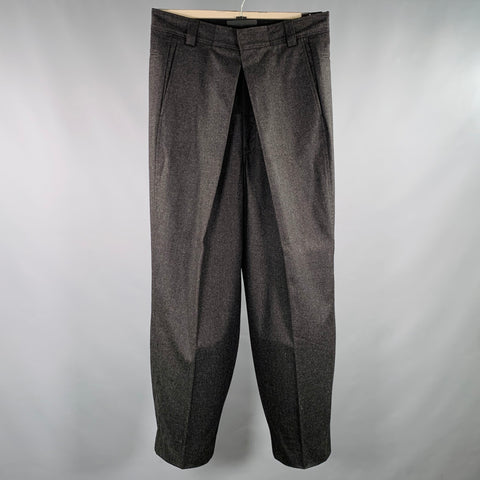YVES SAINT LAURENT Size 32 Grey Wool Wide Leg Pleated Dress Pants