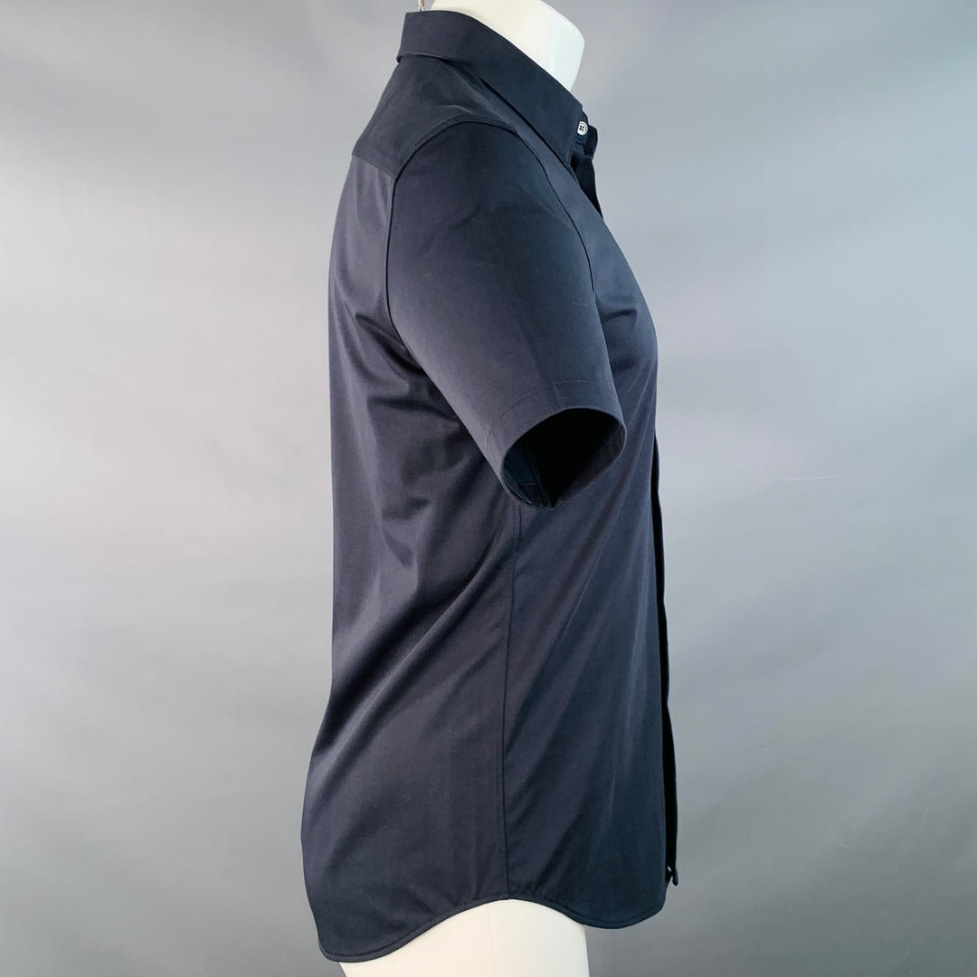 THEORY Size S Black Viscose Stretch Short Sleeve Shirt