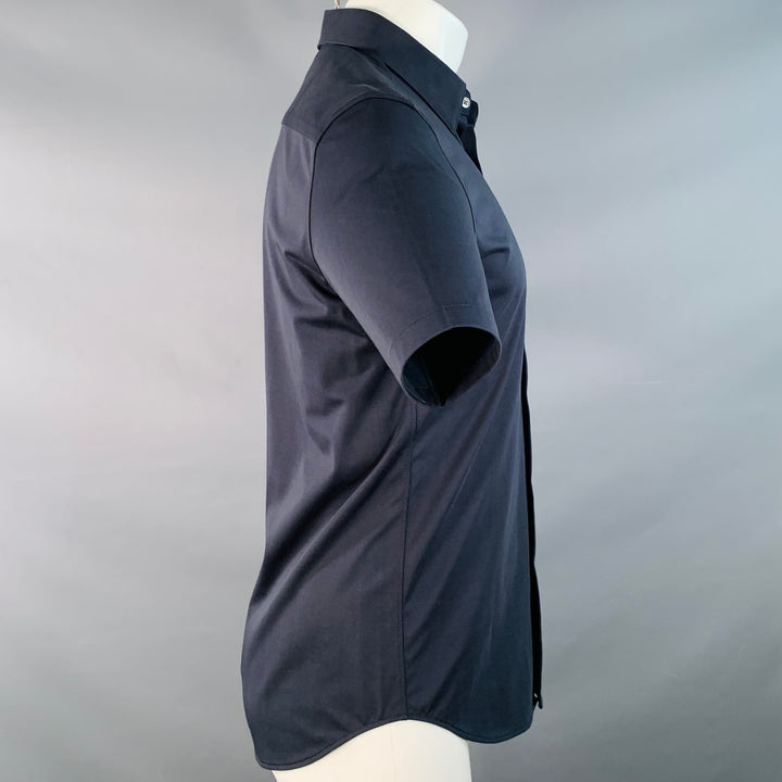 THEORY Size S Black Viscose Stretch Short Sleeve Shirt