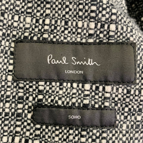 PAUL SMITH Size 36 Black White Woven Wool Notch Lapel Sport Coat