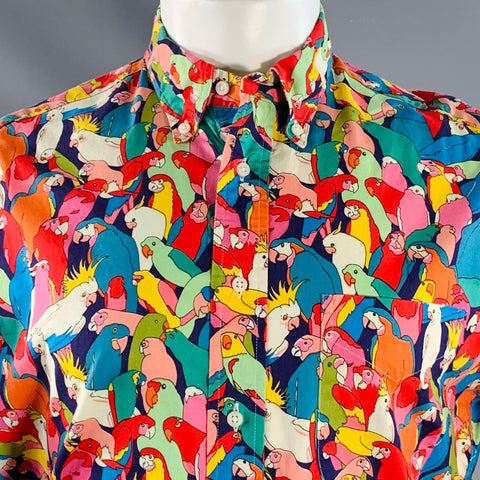 Chemise à manches courtes en coton à imprimé oiseaux multicolores Gitman Vintage Taille M