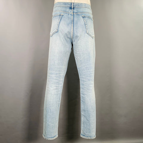 RAG & BONE Size 36 Blue Cotton Blend Straight Slim Five Pockets Jeans