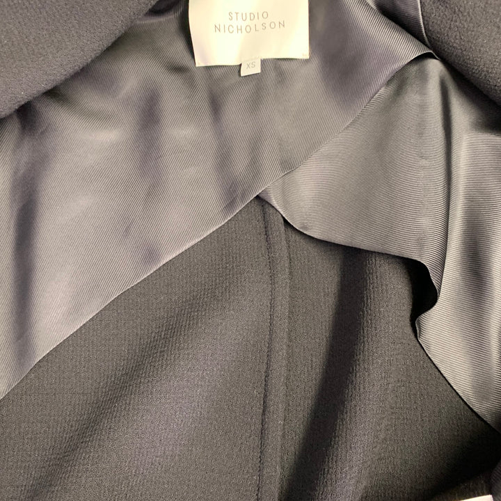 STUDIO NICHOLSON Size XS Mizumi Black Crepe Virgin Wool Blend Oversized Jacket