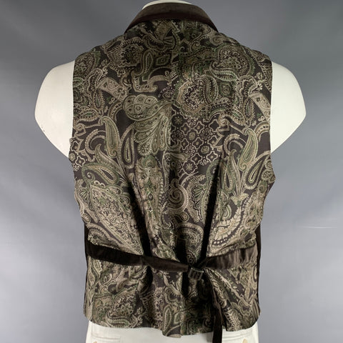 ETRO Size 46 Brown Velvet Cotton Notch Lapel Vest