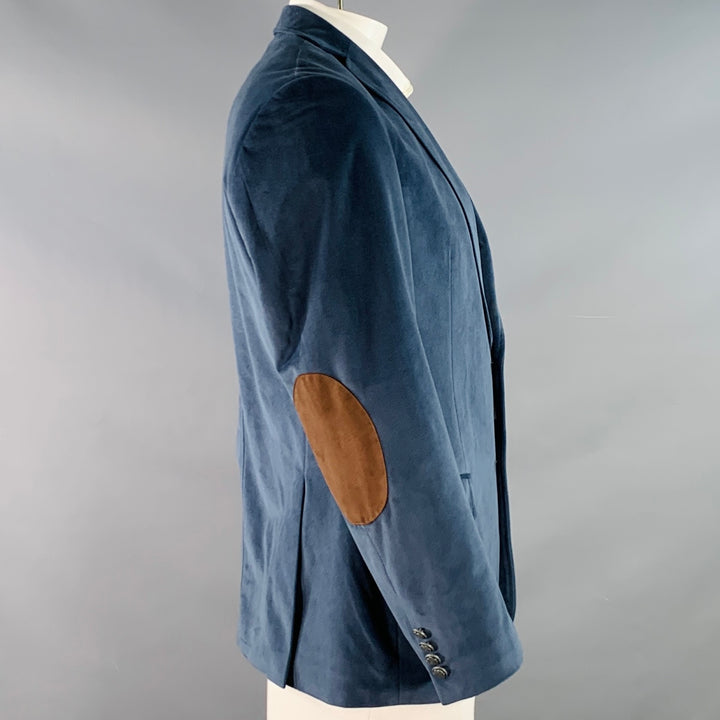 MICHAEL by MICHAEL KORS Size 42 Regular Blue Brown Velvet Elbow Patches Sport Coat