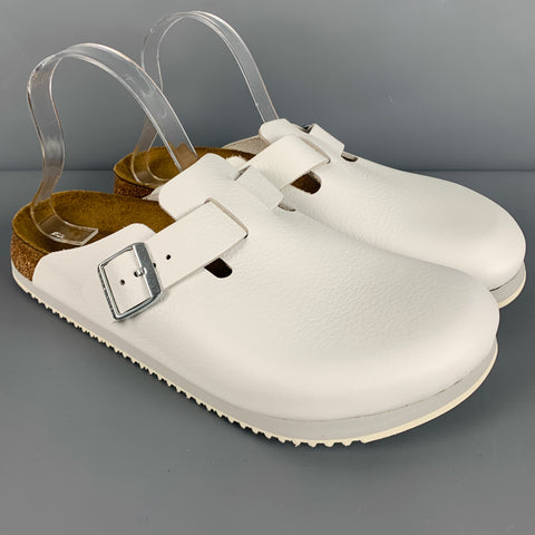BIRKENSTOCK Size 9 White Leather Slip On Sandals