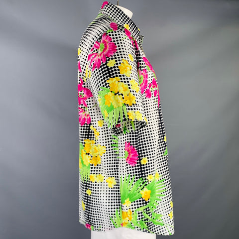 VERSACE JEANS COUTURE Size XXL White Multi Color Print Cotton Short Sleeve Shirt