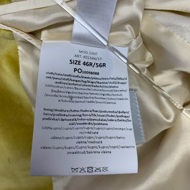 PAUL SMITH Chest Size 46 Regular Yellow Velvet Cotton Blend Sport Coat