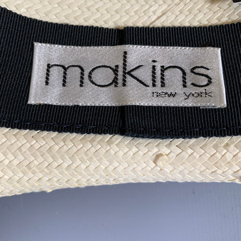 MAKINS Cream Blue Woven Straw Hats