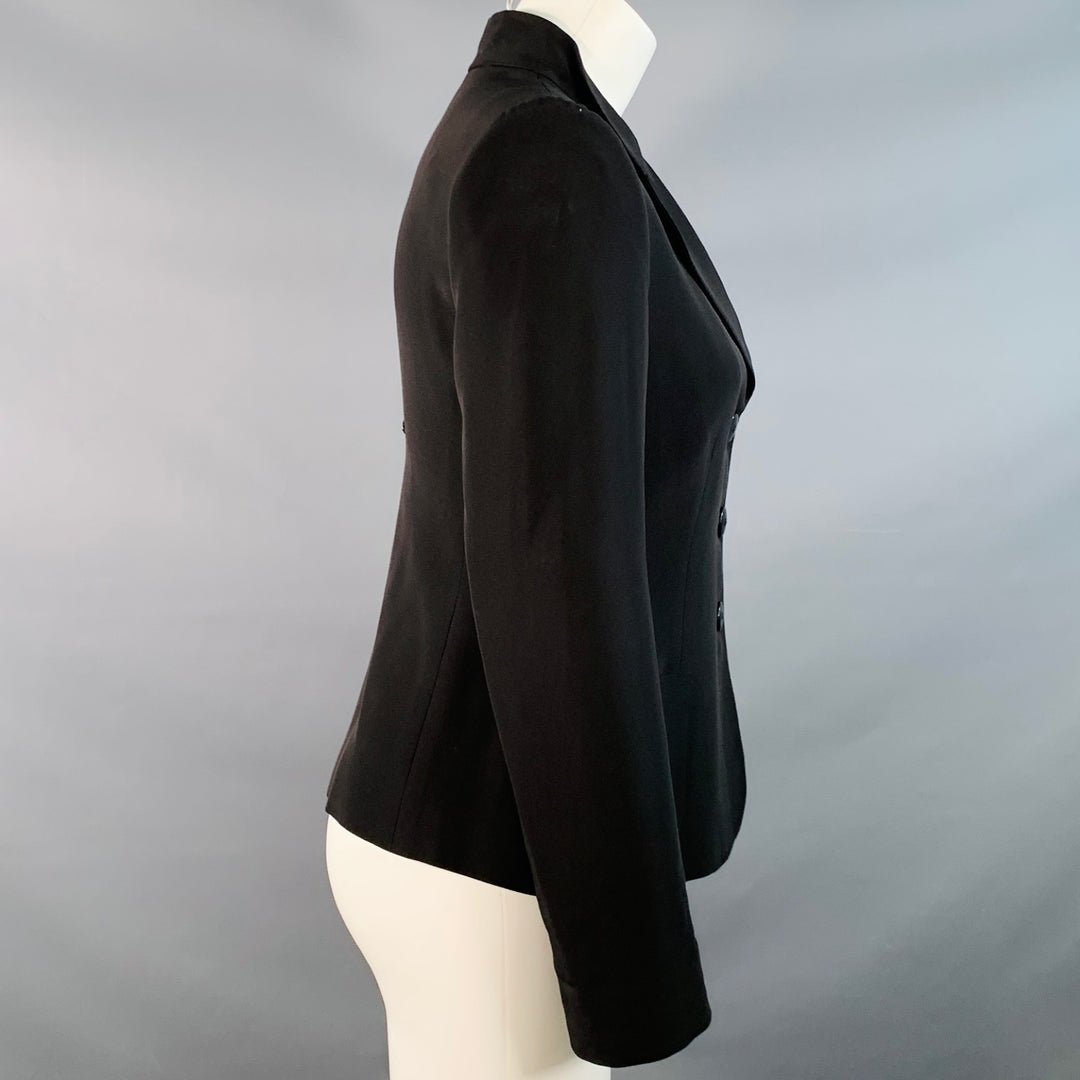 ARMANI COLLEZIONI Size 2 Black Acetate Silk Jacket Blazer