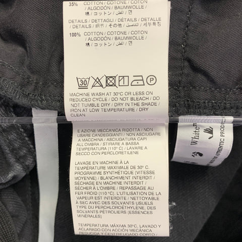 OFF-WHITE Size 31 Black Washed Cotton Elastic Waistband Jeans