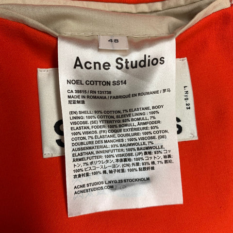 ACNE STUDIOS Size 38 Orange Cotton Blend Sport Coat