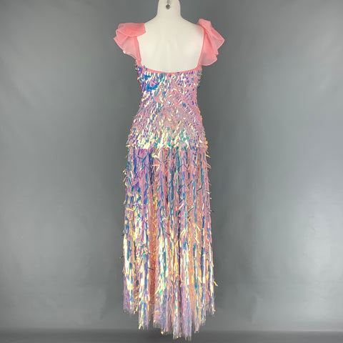 NEUBYRNE Conjunto de falda de lentejuelas y paillette de seda rosa talla S