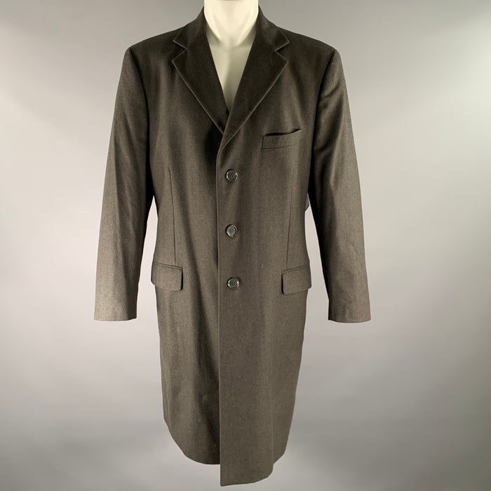 DOLCE & GABBANA Size 44 Grey Charcoal Textured Wool Notch Lapel Coat