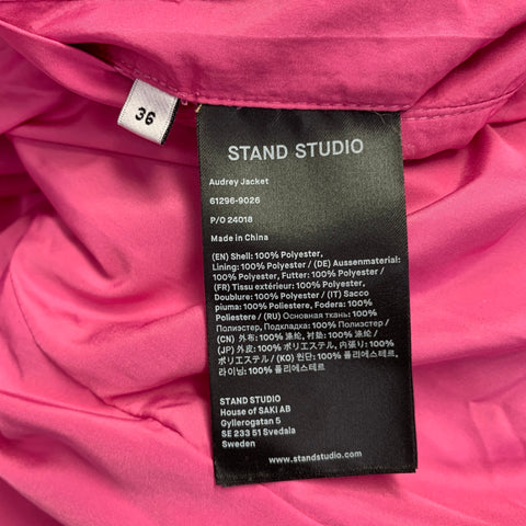 STAND STUDIO Size S Audrey Pink Brown Polyester Shaggy Faux Fur Jacket