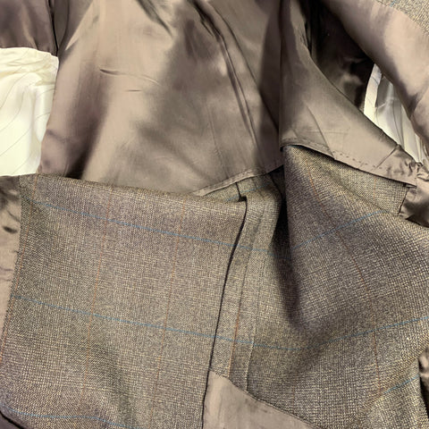 PRADA Size 42 Brown Mustard Window Pane Single Breasted Sport Coat