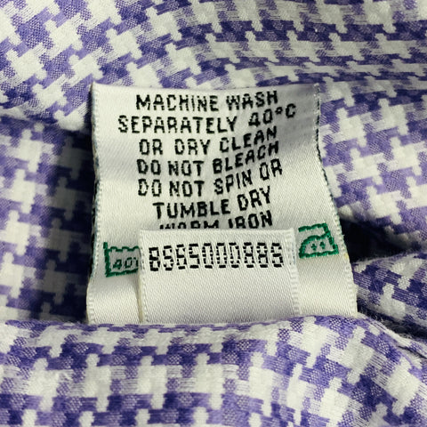 BUGATCHI UOMO Taille L Chemise à manches longues en coton pied-de-poule violet blanc