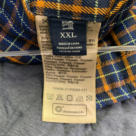 SCOTCH AND SODA Size XXL Orange Navy Plaid Polyester Snaps Coat