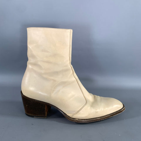 ALESSANDRO VASINI Size 9 Cream Leather Chelsea Boots
