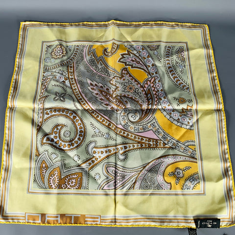 ETRO Yellow Multi-Color Paisley Silk Pocket Square