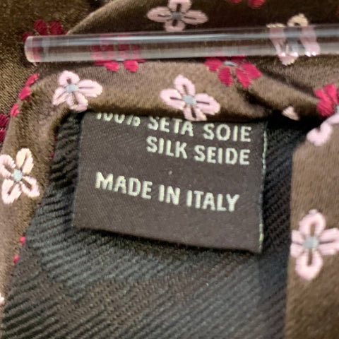 CANALI Brown Purple Floral Silk Tie