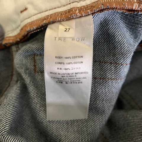 THE ROW Size 27 Blue Cotton Contrast Stitch Straight leg Jeans