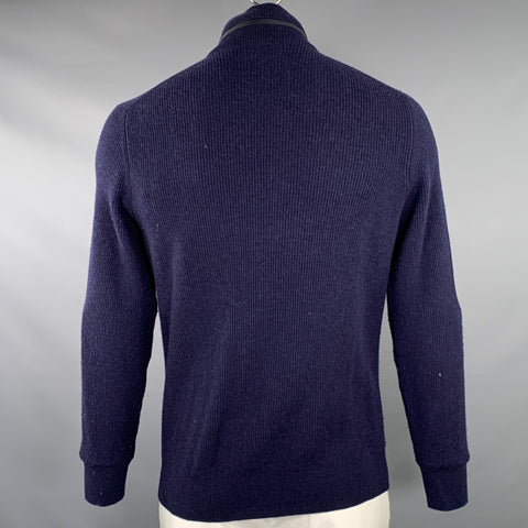 BRUNELLO CUCINELLI Size 44 Navy Ribbed Cashmere Button Up Cardigan