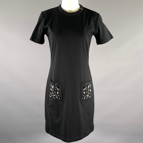 LOUIS VUITTON Size M Black Cotton Knee-Length Dress