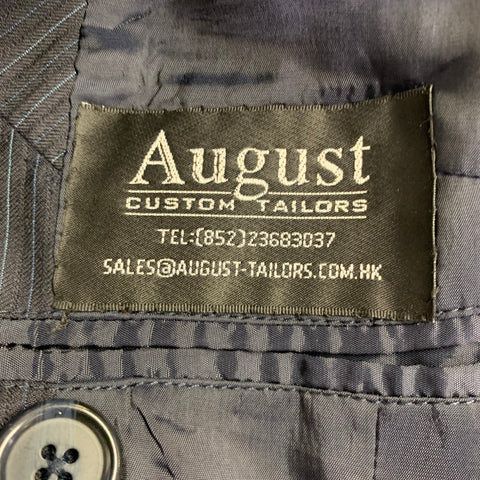 AUGUST Size 42 Navy Blue Stripe Single Breasted Sport Coat