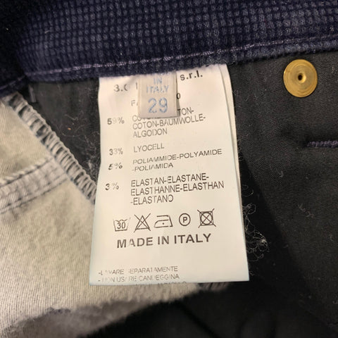 DISMERO Size 8 Navy Cotton Blend Velvet Grid Slim Bootcut Pants