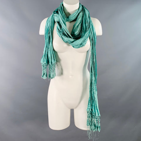 Écharpe plissée froissée à franges bleu VINTAGE
