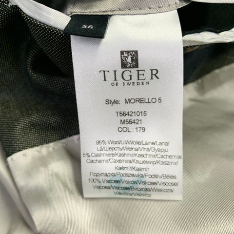 TIGER of SWEDEN Size 46 Black Cream Dots Wool Cashmere Notch Lapel Suit