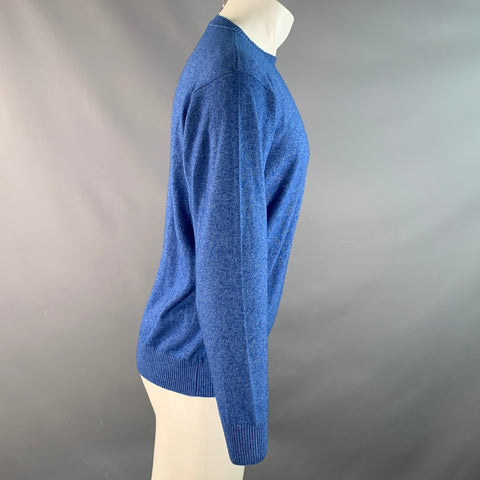 KITON Size M Blue Knitted Cashmere Silk Crew-Neck Pullover