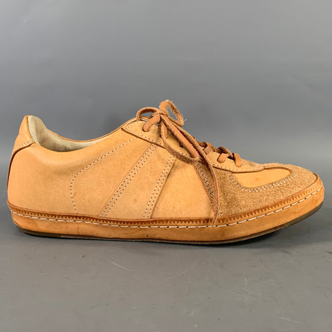 HENDER SCHEME Size 9.5 Tan Khaki Mixed Patterns Mixed Fabrics Lace Sneakers