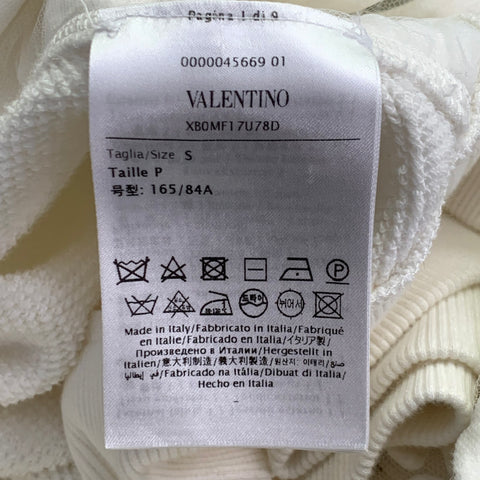 VALENTINO Size S White Cut Out Cotton Polyamide Oversized Hoodie Jacket