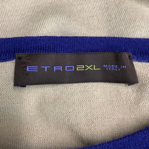 ETRO Jersey de cuello redondo de cachemira de algodón de punto caqui talla XXL