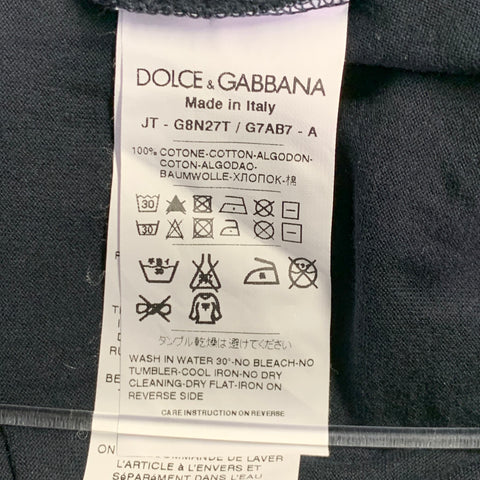 DOLCE & GABBANA Size S Navy Grey Layered Cotton V-Neck T-shirt