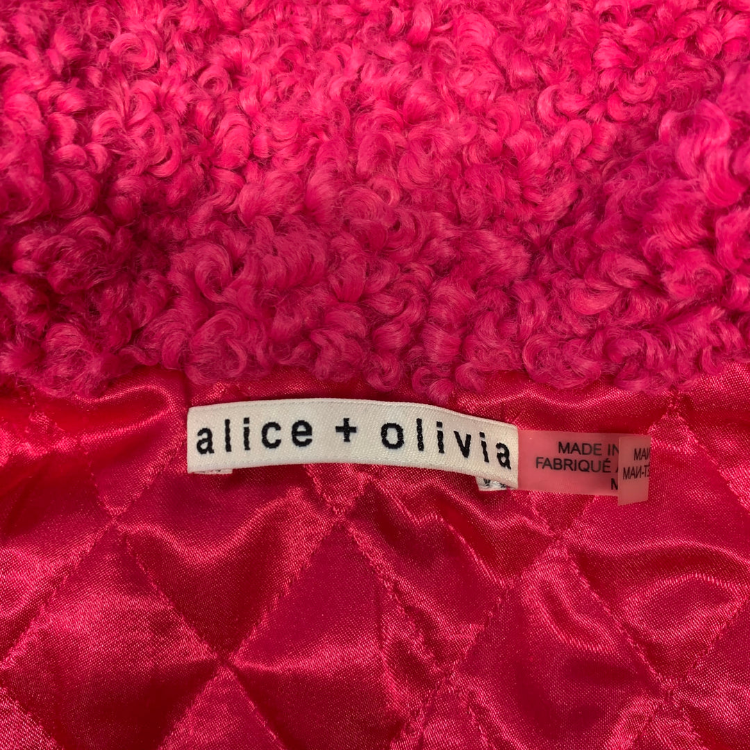 ALICE + OLIVIA Size M Pink Polyester Textured Faux Fur Jacket