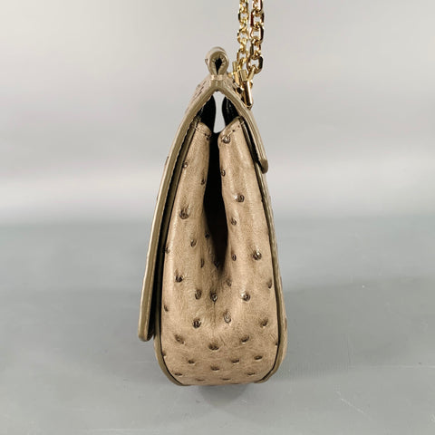 BIANCHI e NARDI Grey Gold Ostrich Convertible Cross Body Belt Bag